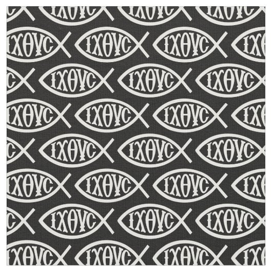 Ichthys Christian Symbol Pattern ファブリック (クローズアップ)