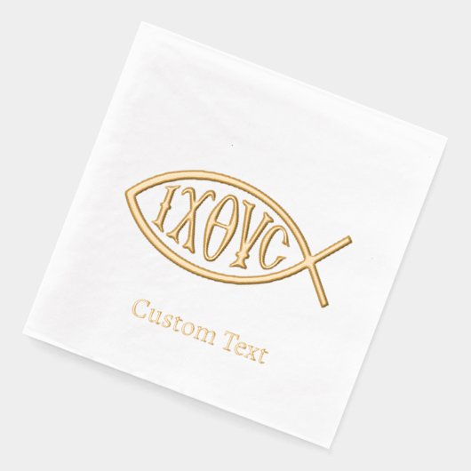 Ichthys Christian Symbol Pattern 箔ナプキン (左)