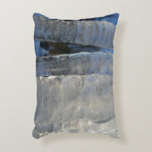 Icicicicles抽象芸術ブルー冬の写真 アクセントクッション (正面(垂直))
