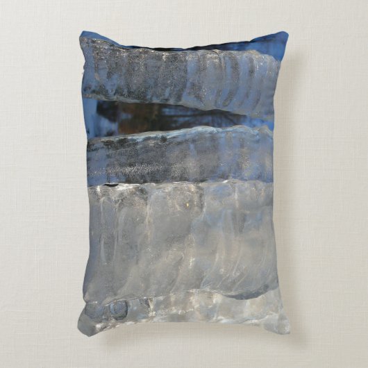 Icicicicles抽象芸術ブルー冬の写真 アクセントクッション (正面(垂直))