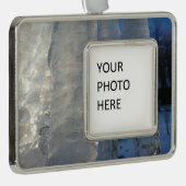 Icicicicles抽象芸術ブルー冬の写真 シルバープレートフレームオーナメント (右)