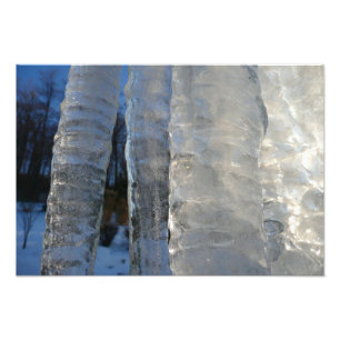Icicicicles抽象芸術ブルー冬の写真 フォトプリント