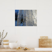 Icicicicles抽象芸術ブルー冬の写真 ポスター (キッチン)