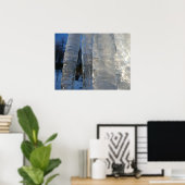 Icicicicles抽象芸術ブルー冬の写真 ポスター (ホームオフィス)