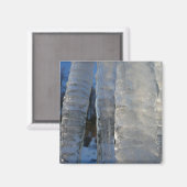 Icicicicles抽象芸術ブルー冬の写真 マグネット (正面/裏面)
