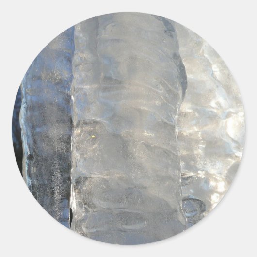 Icicicicles抽象芸術ブルー冬の写真 ラウンドシール (正面)