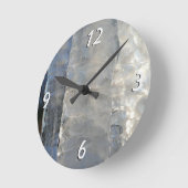 Icicicicles抽象芸術ブルー冬の写真 ラウンド壁時計 (傾斜)