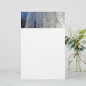 Icicicicles抽象芸術ブルー冬の写真 便箋 (スタンド正面)