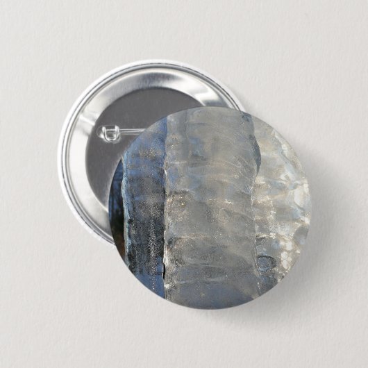 Icicicicles抽象芸術ブルー冬の写真 缶バッジ (正面&裏面)