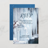 Icicicles冬のウェディングベールRSVPカード 招待状 (正面/裏面)