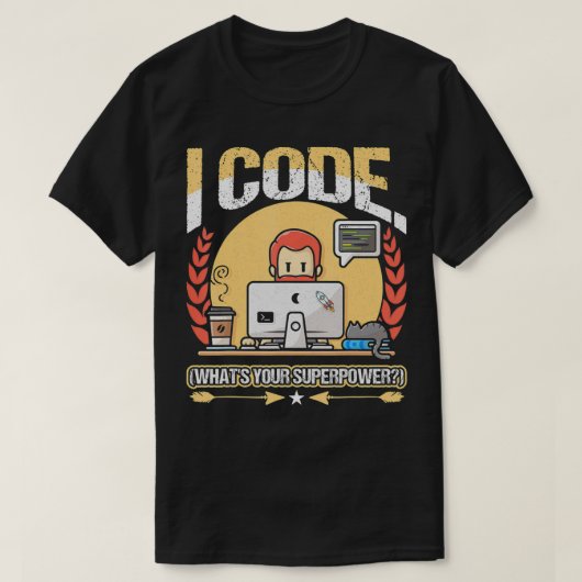 ICodeスーパーパワープログラマーおたく Tシャツ (デザイン正面)