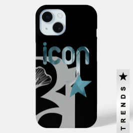 ICON iPhoneケーストレンド抽象芸術ブルー海 iPhone 15ケース