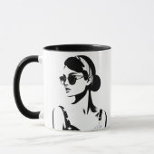 Icône rétro en noir et blanc, élégance intemporel. マグカップ (左)
