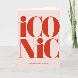 Iconic Bold Typography Pink and Red Birthday Card カード