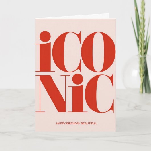 Iconic Bold Typography Pink and Red Birthday Card カード (正面)
