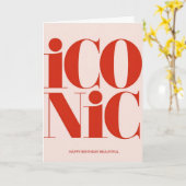Iconic Bold Typography Pink and Red Birthday Card カード (黄色い花)