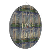 Iconic Dubai: "I Love Dubai"ベクトルグラフィックデザイン ダーツボード (正面左)