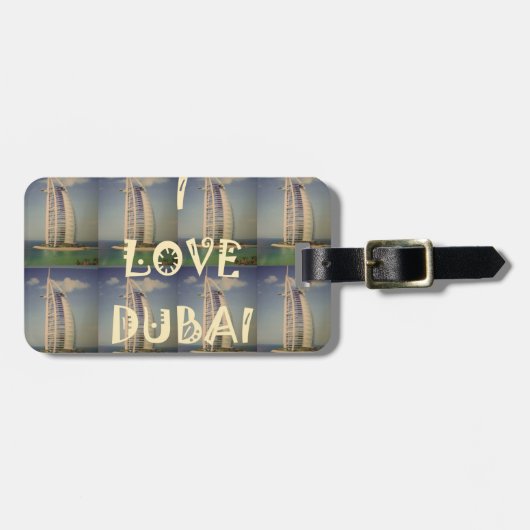 Iconic Dubai: "I Love Dubai"ベクトルグラフィックデザイン ラゲッジタグ (正面横)