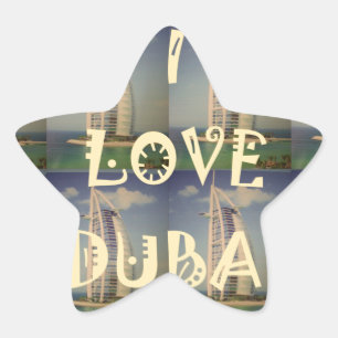 Iconic Dubai: "I Love Dubai"ベクトルグラフィックデザイン 星シール
