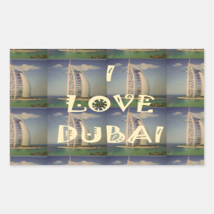 Iconic Dubai: "I Love Dubai"ベクトルグラフィックデザイン 長方形シール