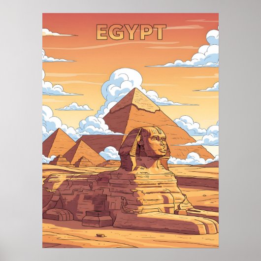 Iconic Egyptian pyramids and sphinx ポスター (正面)