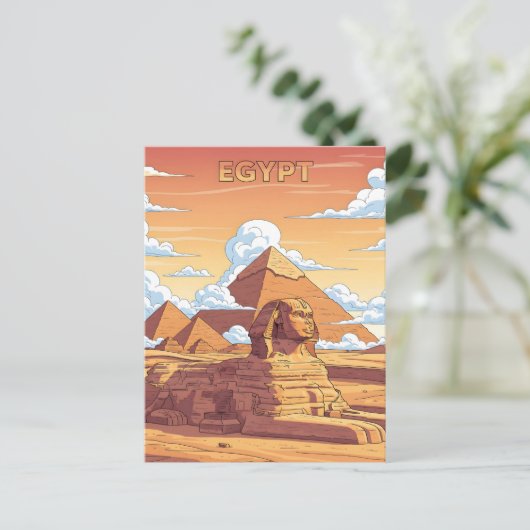 Iconic Egyptian pyramids and sphinx ポストカード (スタンド正面)