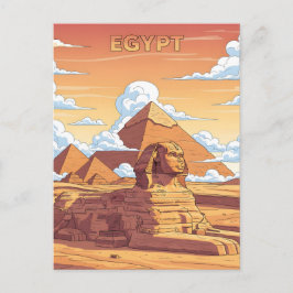 Iconic Egyptian pyramids and sphinx ポストカード