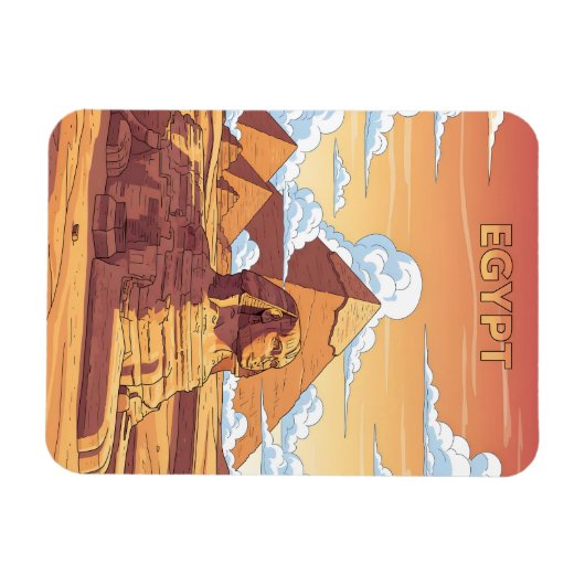 Iconic Egyptian pyramids and sphinx マグネット (横)