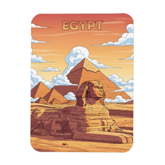 Iconic Egyptian pyramids and sphinx マグネット (縦)
