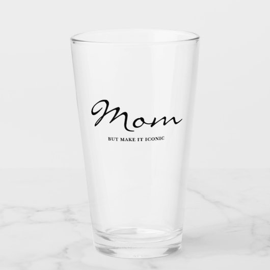 Iconic Fun Witty Cool Mom Clear Glass タンブラーグラス (正面)