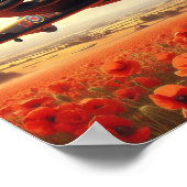 Iconic Lancaster Soars Above Poppy Field at Dusk ポスター (角)