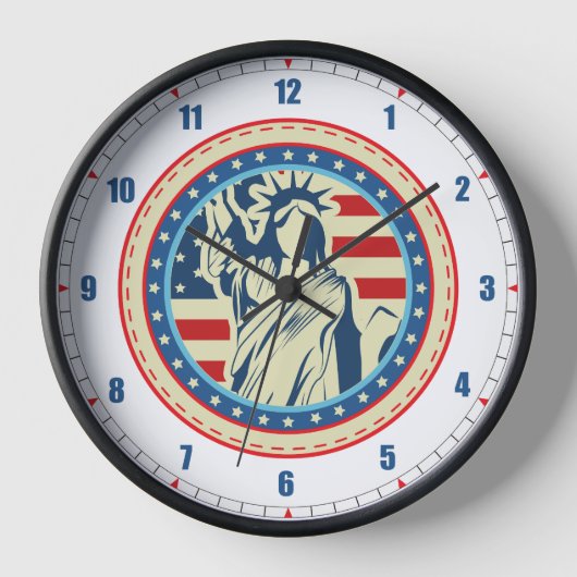 Iconic Liberty Patriotc USA自由の壁の像 壁時計 (正面)