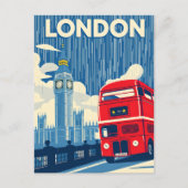 Iconic London UK Red Double Decker Bus Travel ポストカード (正面)