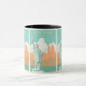 Iconic New York：アメリカ合衆国ヴィンテージ旅行ポスター マグカップ (中央)