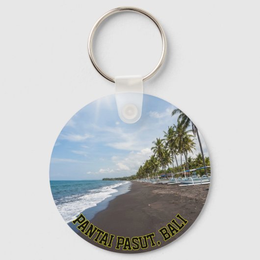 Iconic Pasut Beach Bali Sunset Palm Tree Keychain キーホルダー (正面)