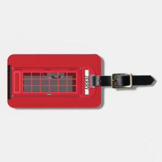 Iconic Red London Phone Booth with name reversible ラゲッジタグ
