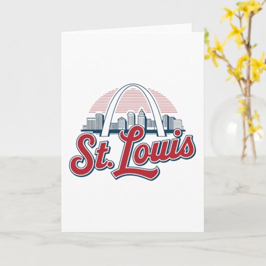 Iconic St. Louis Gateway Arch, Retro Style カード (黄色い花)