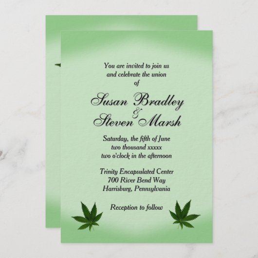Iconic Weed Leaf Wedding Invitation 招待状 (正面/裏面)