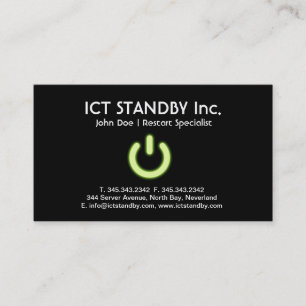 ICTのクールな緑の白熱名刺のスタンバイ 名刺