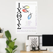 Icthusフィッシュシンボル英語のスペル ポスター (ホームオフィス)