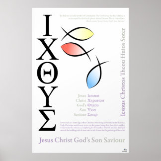 Icthusフィッシュシンボル英語のスペル ポスター
