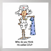 ICUおもしろいナースTシャツとギフト ポスター (正面)