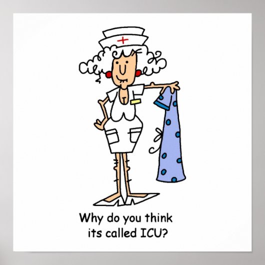 ICUおもしろいナースTシャツとギフト ポスター (正面)