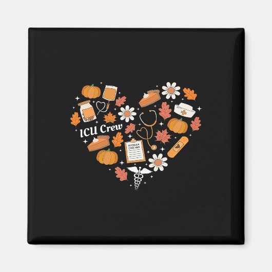 Icuクルーナース秋ハート秋カボチャ感謝祭 マグネット (正面)