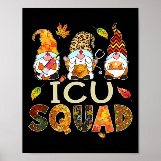 Icuスカッド格言ナースレオパード感謝祭秋セント ポスター (正面)