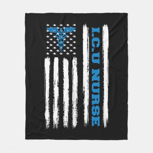 Icuナース気に集中部隊アメリカ国旗パトリオ フリースブランケット (正面)