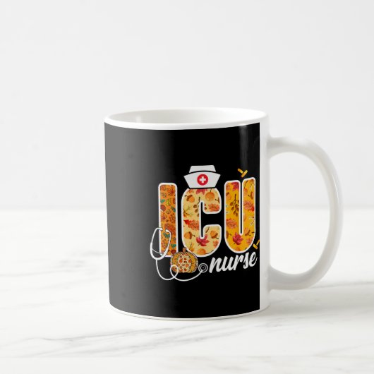 Icuナース秋紅葉サンクスギビングヘルスカ コーヒーマグカップ (右)