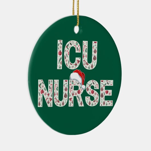 ICUパーソナライズされたナースクリスマスパターン(の模様が)あるトレンディー セラミックオーナメント (右)