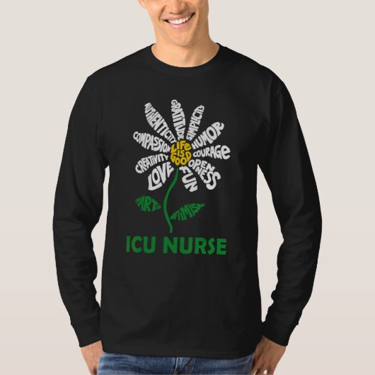 ICU看護師ダイジー花大きなデイジーの花の楽観主義 Tシャツ (正面)