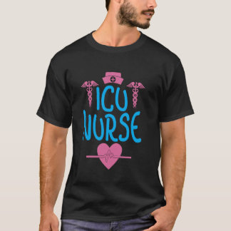 ICU看護師プライド かわいい 医療 心臓の鼓動 ナーシング Tシャツ